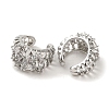 Rack Plating Brass Pave Clear Cubic Zirconia Hollow Croissant Ring Cuff Earrings for Women EJEW-P280-17P-2