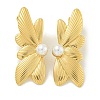 Ion Plating(IP) 304 Stainless Steel & ABS Plastic Pearl Stud Earrings EJEW-G400-20A-G-2