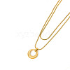 Stainless Steel Double Layered Flat Round Pendant Necklaces PW-WG9DC6C-01-2