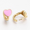 Brass Enamel Huggie Hoop Earrings EJEW-L231-61C-2