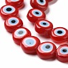 Handmade Evil Eye Lampwork Flat Round Bead Strands X-LAMP-L058-6mm-17-3