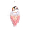 Iron & Natural Gemstone Woven Web/Net with Feather Pendant Decorations PW-WG69226-05-1