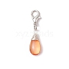 Wire Wrapped Glass Teardrop Pendant Decorations HJEW-JM02974-01-4