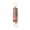 Natural Leopard Skin Jasper Connector Charms PALLOY-JF01454-04-3