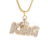 Alloy Full Crystal Rhinestone Crown with Word KING Pendant Necklaces for Unisex WGC5C6D-01-3