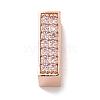 Rack Plating Rectangle Brass Micro Pave Cubic Zirconia Slide Charms KK-L224-037RG-1