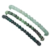 3Pcs Natural Ruby in Zoisite & Green Onyx Agate & Green Aventurine Beaded Stretch Bracelets for Women BJEW-JB11379-3