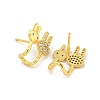 Rack Plating Rabbit Brass Micro Pave Clear Cubic Zirconia Stud Earrings EJEW-B061-06G-2