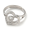 Heart with Letter Rack Plating Brass Micro Pave Cubic Zirconia Adjustable Rings for Women RJEW-I105-06P-S-2