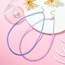 2Pcs 2 Color Glass Seed Beaded Necklace NJEW-FZ00010