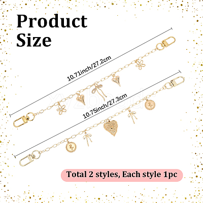 2Pcs 2 Styles Brass Bag Decorative Chains HJEW-SC0003-24B-1