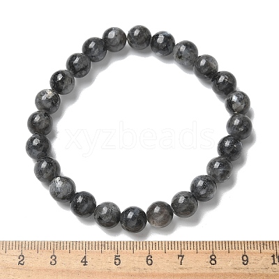 Natural Larvikite Bead Stretch Bracelets X-BJEW-K212-B-046-1