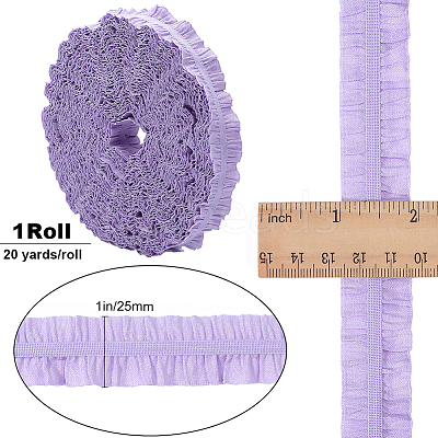 20 Yards Ruffled Polyester Elastic Lace Trim EW-WH0018-01B-1