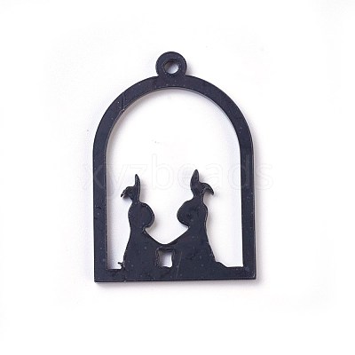 Acrylic Bunny Open Back Bezel Pendants KY-WH0019-08-1