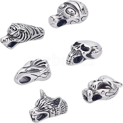 6Pcs 6 Style 304 Stainless Steel Cord Ends STAS-UN0020-92-1