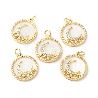 Natural White Shell Flat Round Pendants BSHE-Z003-11G-1