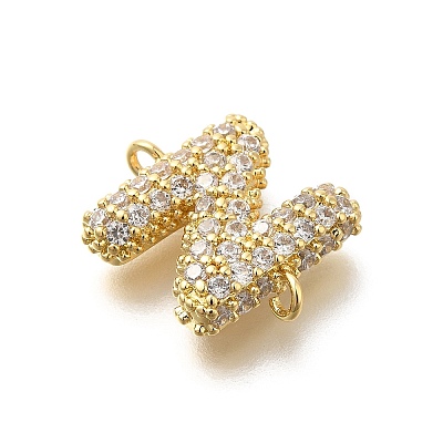 Brass Micro Pave Cubic Zirconia Letter Links KK-I717-04N-1