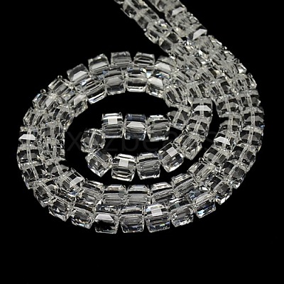 Faceted Cube Shaped Crystal Glass Beads Strands GLAA-F008-F01-1