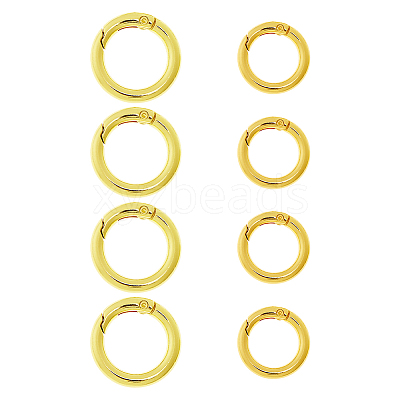 8Pcs 2 Styles Rack Plating Brass Spring Gate Rings KK-HS0001-69-1