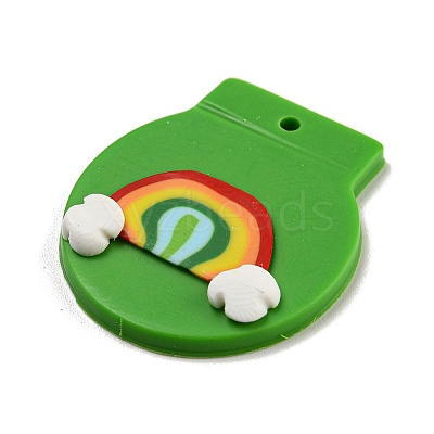 Saint Patrick's Day Handmade Polymer Clay Pendants CLAY-E008-02A-1