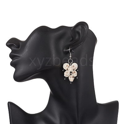 Halloween Theme Dyed Synthetic Turquoise Skull Dangle Earrings EJEW-TA00687-1