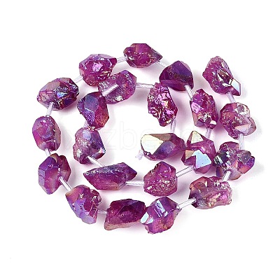 Dyed Electroplate Raw Rough Natural Amethyst Beads Strands G-Q610-05D-1