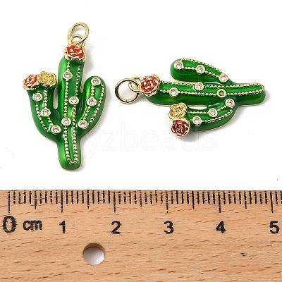 Brass Micro Pave Clear Cubic Zirconia Enamel Pendants KK-G537-02G-1