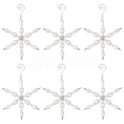 Snowflake Glass Pendant Decoration HJEW-GO00054-1