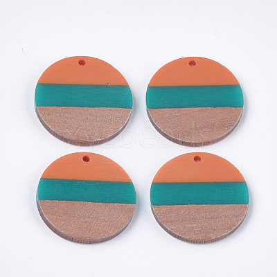 Tri-color Resin & Walnut Wood Pendants X-RESI-S358-78E-1