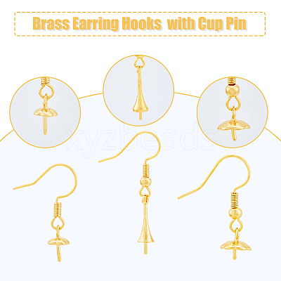 30Pcs 3 Style Rack Plating Brass Earring Hooks KK-DC0002-04-1
