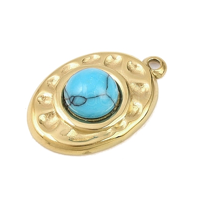303 Stainless Steel with Synthetic Turquoise Pendants STAS-K325-01G-03-1