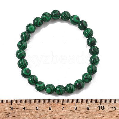 Synthetic Malachite Bead Stretch Bracelets X-BJEW-K212-B-031-1