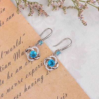 Flower Cubic Zirconia Drop Earring JE910A-1