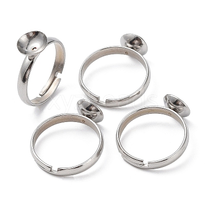 Tarnish Resistant Adjustable 304 Stainless Steel Finger Rings Components STAS-E163-97P-1
