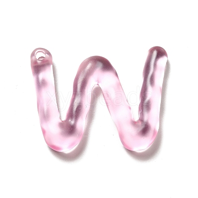 Transparent Resin Alphabet Pendants RESI-C028-02W-1