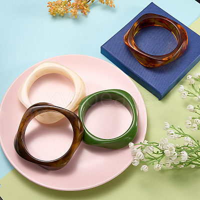 4Pcs 4 Colors Resin Bangles for Women BJEW-JOY0001-01-1