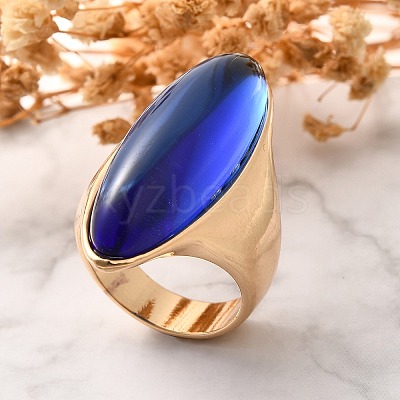 Resin Horse Eye Finger Rings RJEW-R006-01G-05-1