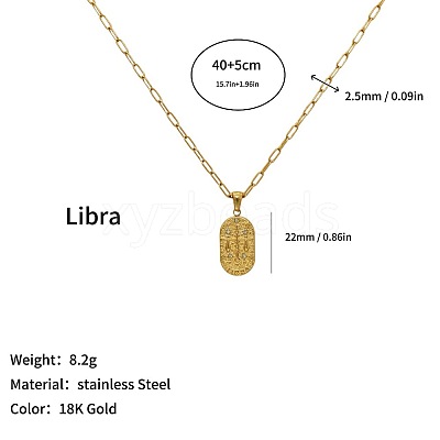 304 Stainless Steel Zodiac Constellation Pendant Paperclip Chain Necklaces ZP0058-9-1