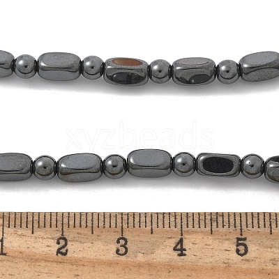 Round Cuboid Synthetic Non-Magnetic Hematite Beaded Necklaces NJEW-R020-05-1