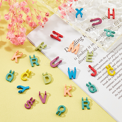 52Pcs 26 Style Spray Painted Alloy Charms PALLOY-PH0002-44-RS-1