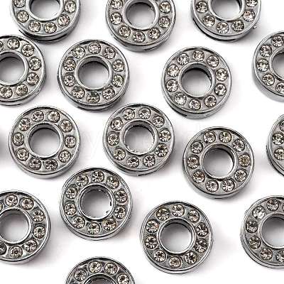 Alloy Initial Slide Charms with Grade A Rhinestones ALRI-R032-O-FF-1