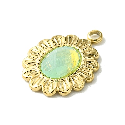 Ion Plating(IP) Real 14K Gold Plated 304 Stainless Steel with Glass Pendant FIND-Z028-30F-1
