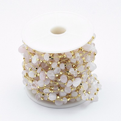 Handmade Natural Rose Quartz Beaded Chains CHC-I026-D-03G-1