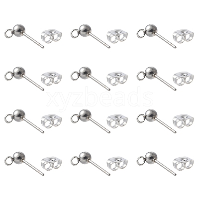 40Pcs 304 Stainless Steel Ball Post Stud Earring Findings STAS-FS0001-76P-1