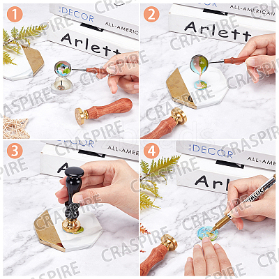 Brass Wax Seal Stamp with Handle AJEW-WH0184-0897-1