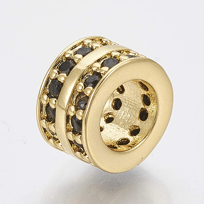 Brass Micro Pave Cubic Zirconia Beads ZIRC-S058-86G-1