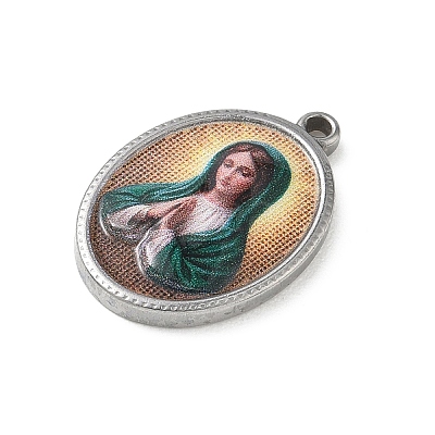 304 Stainless Steel Printed Religion Pendants STAS-G387-03P-1