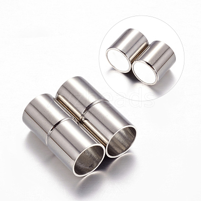 Tarnish Resistant Column 304 Stainless Steel Magnetic Clasps with Glue-in Ends STAS-I026-01-1