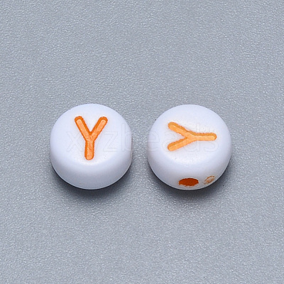 Craft Acrylic Horizontal Hole Letter Beads SACR-S201-11Y-1