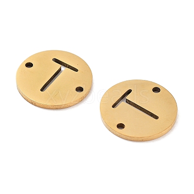 PVD Vacuum Plating 201 Stainless Steel Hollow Flat Round Links FIND-R149-03T-G-1